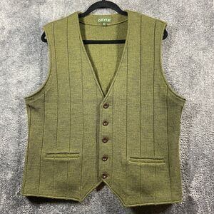 Orvis Wool Vest Mens Medium Olive Green Button Up Formal Mafia Preppy Grandpa